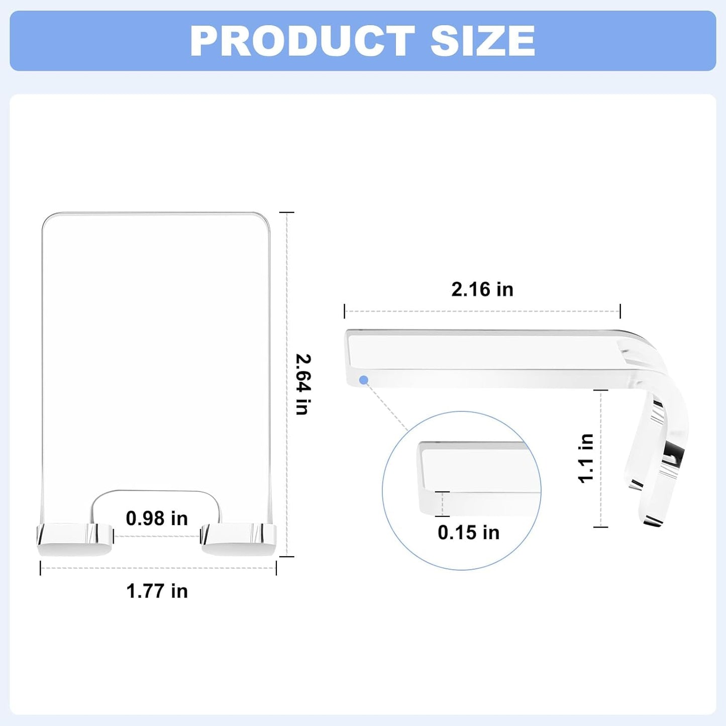 Adhesive Razor Holder, Wall Mount Shower Razor Hooks for His and Hers, Acrylic, Waterproof, Clear, 2 Pcs V1258-DP02-B-292
