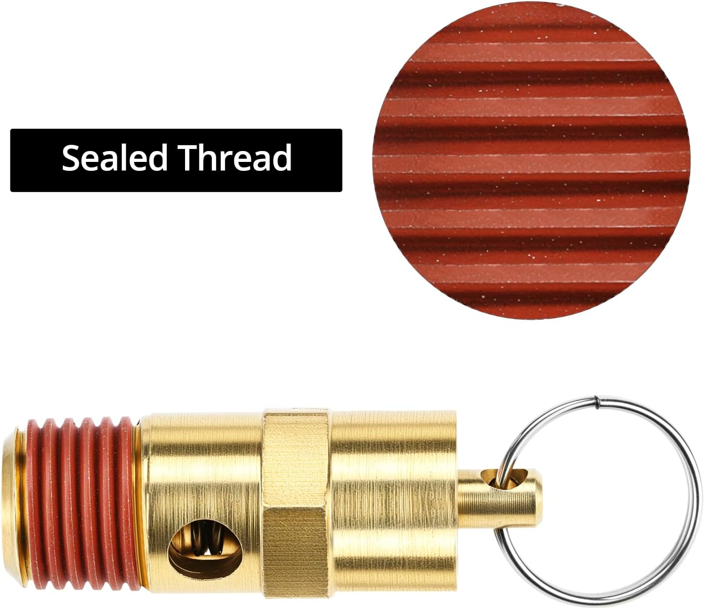 Brass Pressure Relief Valve (2 Pack) - 1/4 Inch NPT Threaded, 150 PSI Rating, Air Compressor Check Valve with V1258-DP02-B-2921
