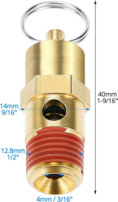 Brass Pressure Relief Valve (2 Pack) - 1/4 Inch NPT Threaded, 150 PSI Rating, Air Compressor Check Valve with V1258-DP02-B-2921
