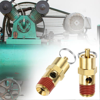 Brass Pressure Relief Valve (2 Pack) - 1/4 Inch NPT Threaded, 150 PSI Rating, Air Compressor Check Valve with V1258-DP02-B-2921