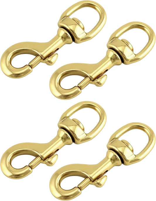 Flag Clip Swivel Spring Hook, 4 Pack Flag Pole Clips, Heavy Duty Brass Swivel Snap Hooks with Swivel Eyelet, V1258-DP02-B-2922