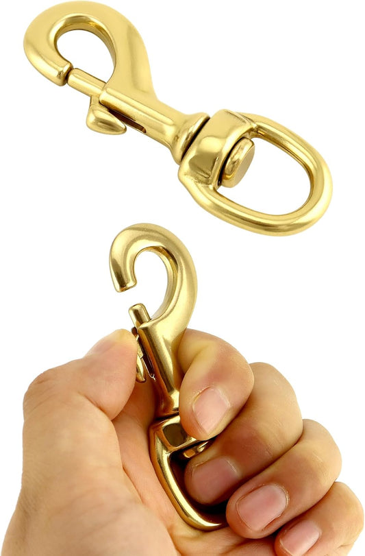 Flag Clip Swivel Spring Hook, 4 Pack Flag Pole Clips, Heavy Duty Brass Swivel Snap Hooks with Swivel Eyelet, V1258-DP02-B-2922
