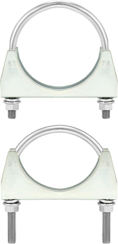 U-Bolt Muffler Tip Exhaust Hook, 2 Pack 3" OD Universal Silencer Exhaust Clip, Steel Exhaust Pipe Clamp V1258-DP02-B-2924