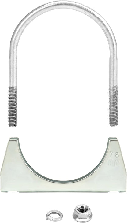 U-Bolt Muffler Tip Exhaust Hook, 2 Pack 3" OD Universal Silencer Exhaust Clip, Steel Exhaust Pipe Clamp V1258-DP02-B-2924