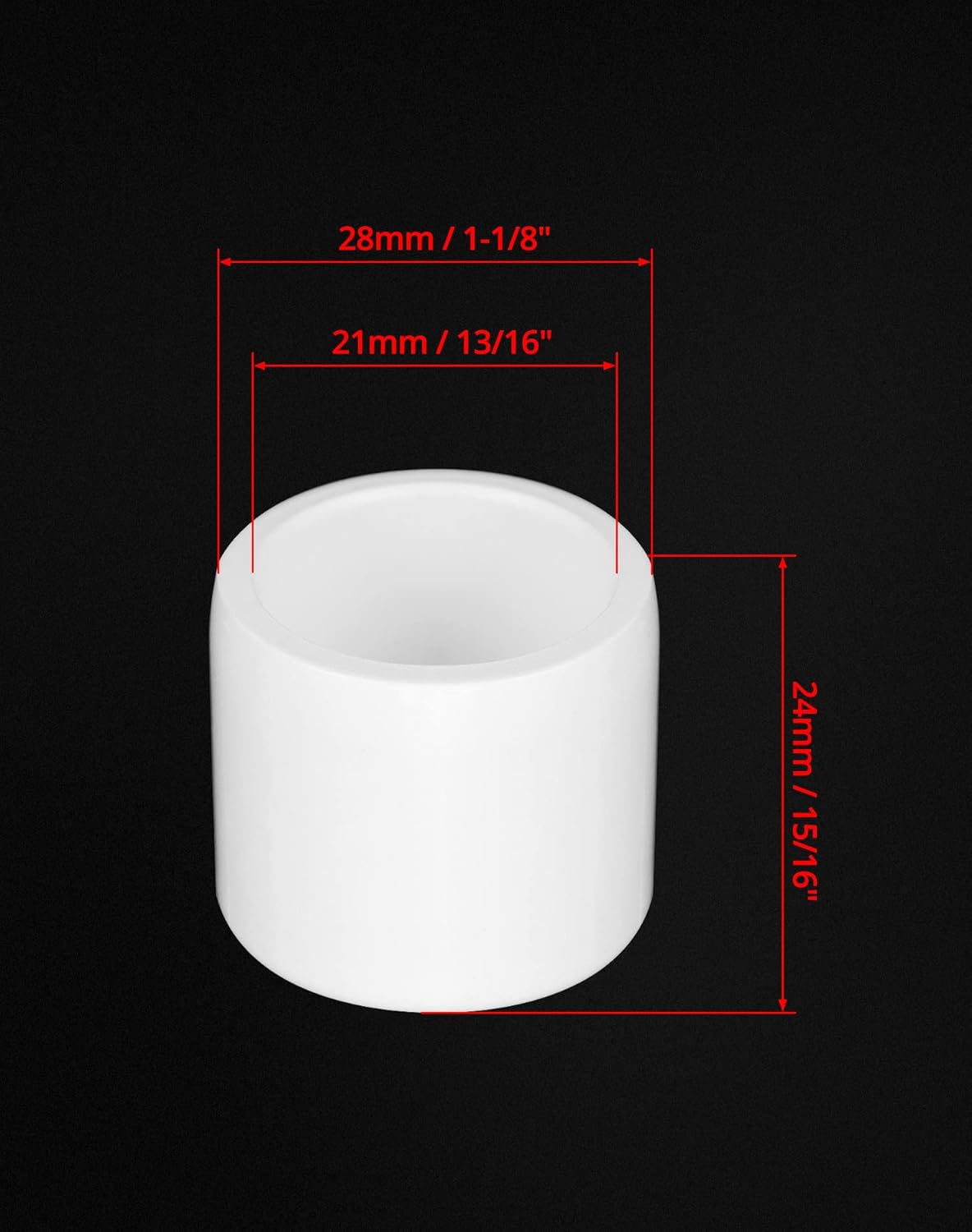 PVC Pipe End Cap Fitting, 20 Pack 1/2" Furniture Grade SCH40 Pipe Plug Socket Fitting, External End Cap, White V1258-DP02-B-2925