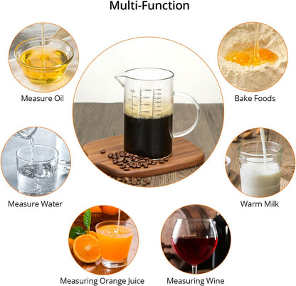 34OZ/1000ML Glass Measuring Cup (Ml/Oz/Cup), 4 Cups Multi-Purpose Kitchen Tool with V-Shaped Spout & Handle V1258-DP02-B-2926