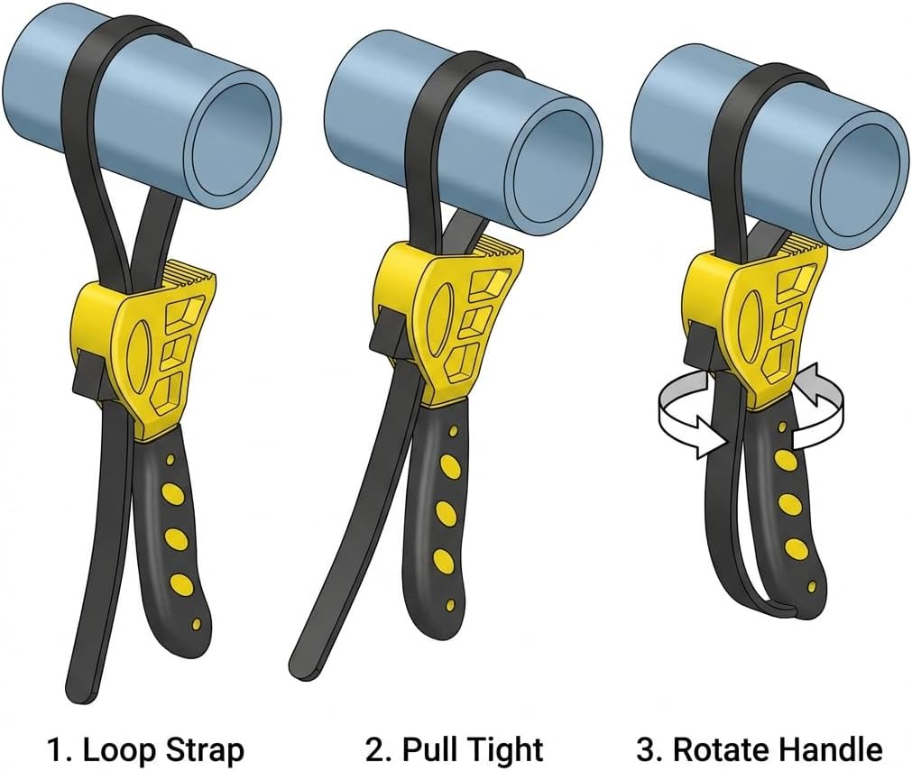 Adjustable Rubber Strap Wrench Set 24" & 19.7" - Multi-Purpose Grip Tool for Jar, Filter & Pipe Tasks V1258-DP02-B-2928