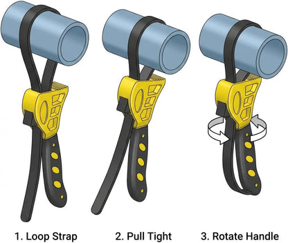 Adjustable Rubber Strap Wrench Set 24" & 19.7" - Multi-Purpose Grip Tool for Jar, Filter & Pipe Tasks V1258-DP02-B-2928