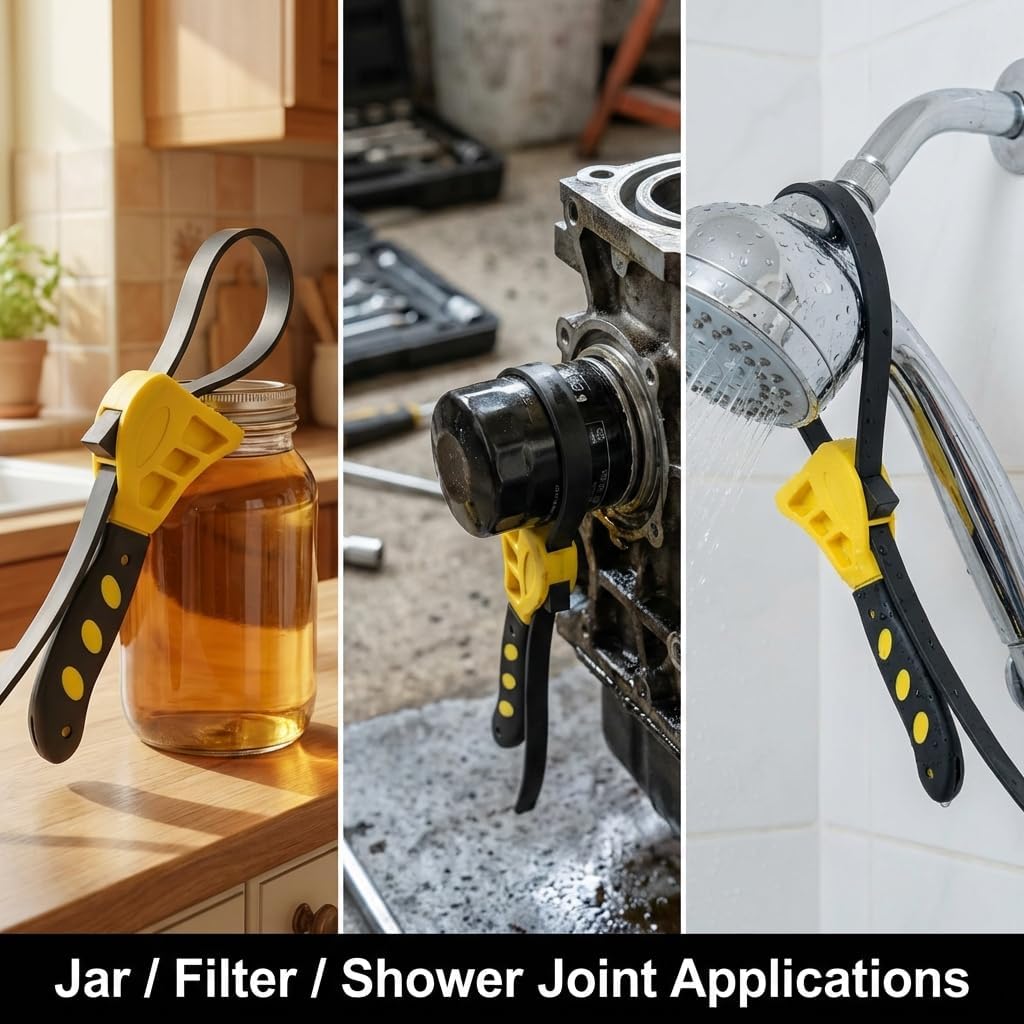 Adjustable Rubber Strap Wrench Set 24" & 19.7" - Multi-Purpose Grip Tool for Jar, Filter & Pipe Tasks V1258-DP02-B-2928