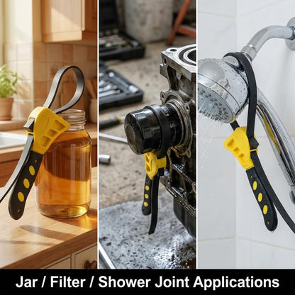 Adjustable Rubber Strap Wrench Set 24" & 19.7" - Multi-Purpose Grip Tool for Jar, Filter & Pipe Tasks V1258-DP02-B-2928