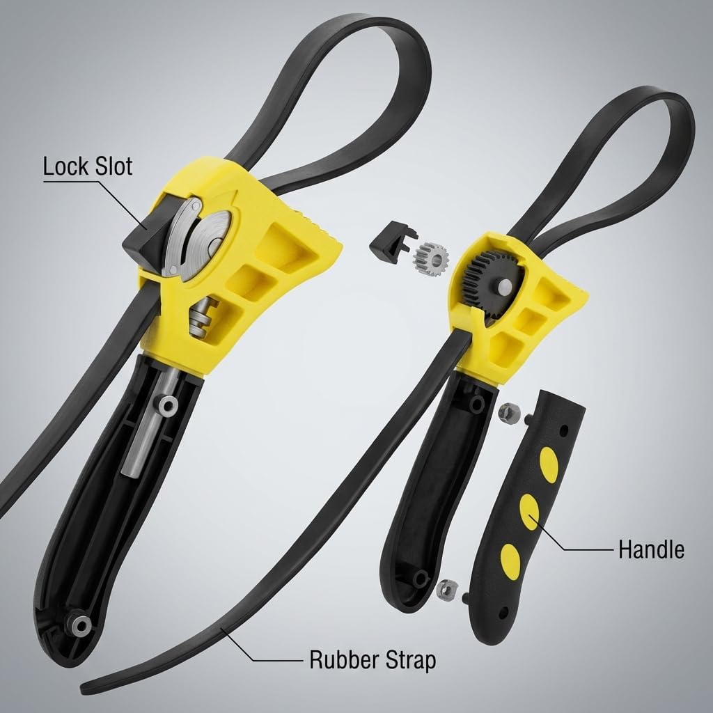 Adjustable Rubber Strap Wrench Set 24" & 19.7" - Multi-Purpose Grip Tool for Jar, Filter & Pipe Tasks V1258-DP02-B-2928