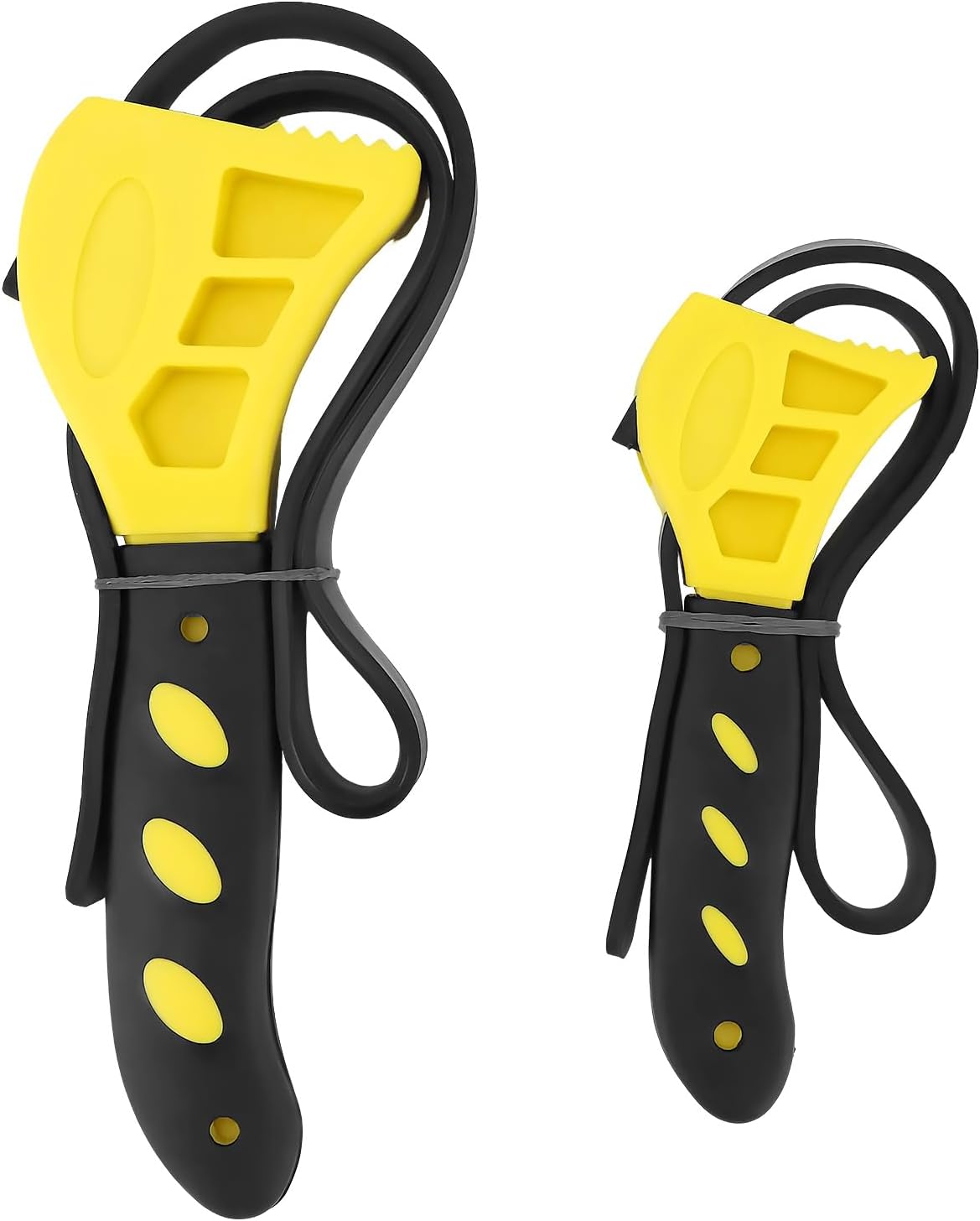 Adjustable Rubber Strap Wrench Set 24" & 19.7" - Multi-Purpose Grip Tool for Jar, Filter & Pipe Tasks V1258-DP02-B-2928