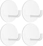 Adhesive Hooks, Small Metal Shower Wall Stick on Hooks, Waterproof, 2 Extra Adhesive Strips, Round, White, 4 V1258-DP02-B-293