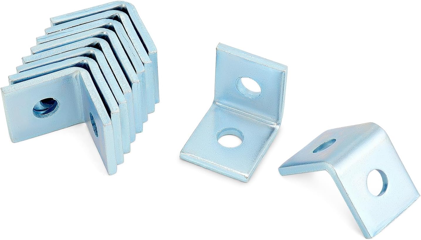 10-Pack Heavy Duty L-Shaped Connector Brackets - 2 Hole, Compatible with All 1-5/8" Strut Channels, 1/2" Bolt V1258-DP02-B-2930