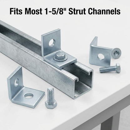10-Pack Heavy Duty L-Shaped Connector Brackets - 2 Hole, Compatible with All 1-5/8" Strut Channels, 1/2" Bolt V1258-DP02-B-2930