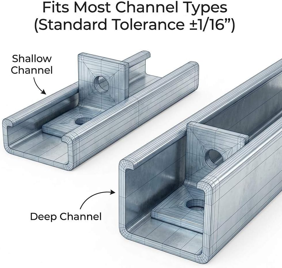 10-Pack Heavy Duty L-Shaped Connector Brackets - 2 Hole, Compatible with All 1-5/8" Strut Channels, 1/2" Bolt V1258-DP02-B-2930