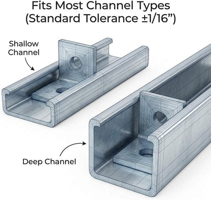 10-Pack Heavy Duty L-Shaped Connector Brackets - 2 Hole, Compatible with All 1-5/8" Strut Channels, 1/2" Bolt V1258-DP02-B-2930