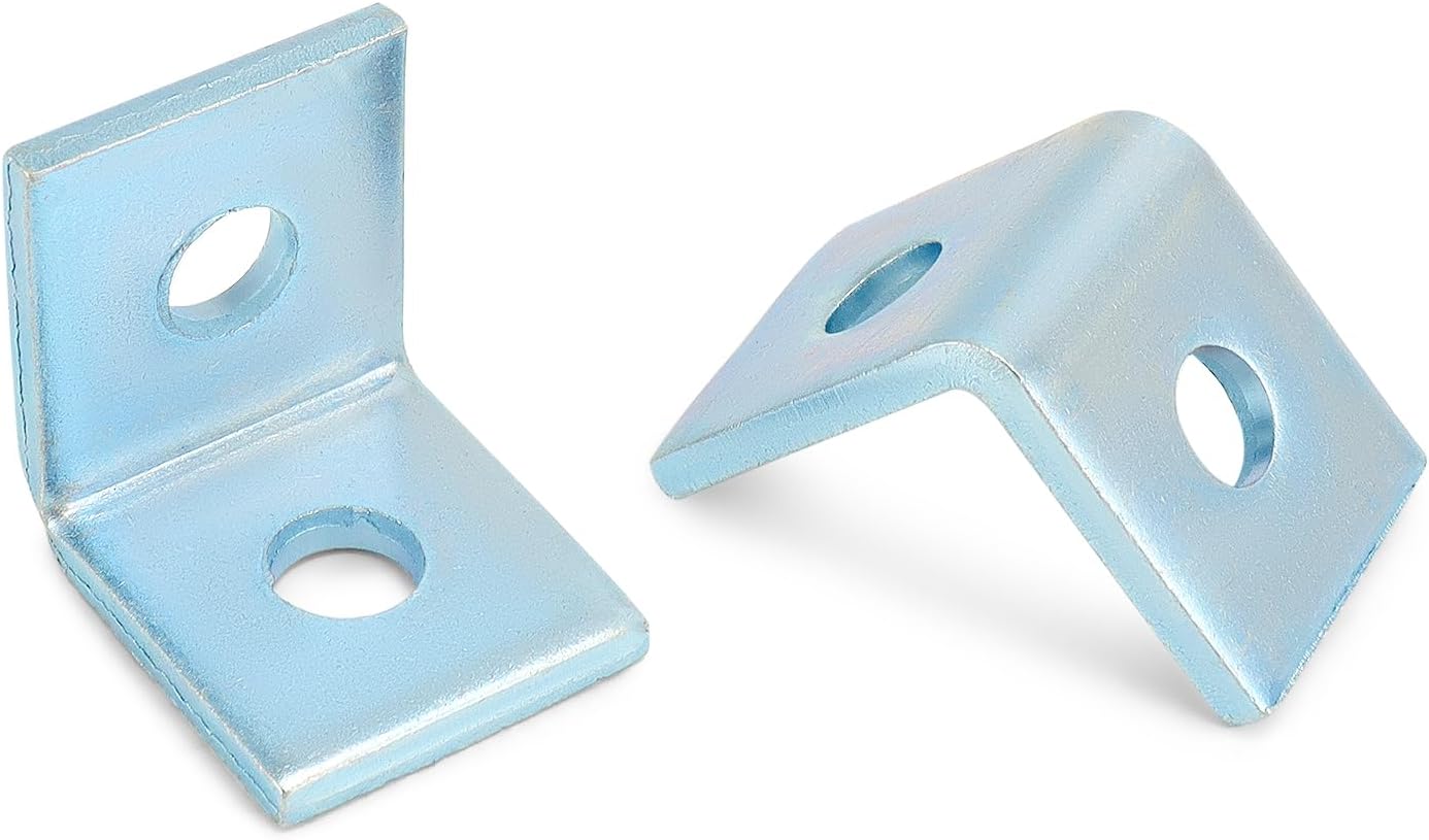 10-Pack Heavy Duty L-Shaped Connector Brackets - 2 Hole, Compatible with All 1-5/8" Strut Channels, 1/2" Bolt V1258-DP02-B-2930
