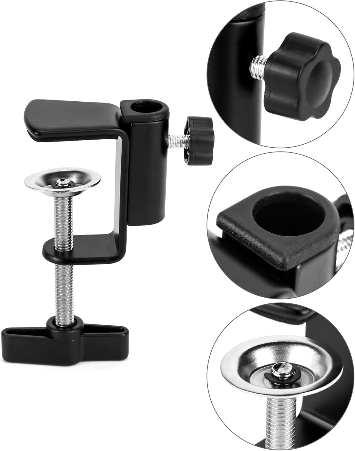 Universal Desk C-Clamp with 1/2" Thread Hole, 4 Pack Adjustable Metal Mounting Table Clamp, Desk Light Clamp V1258-DP02-B-2932