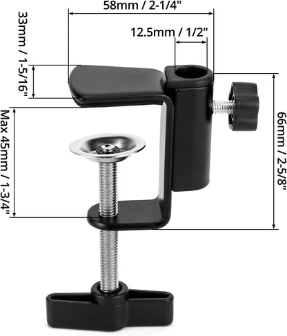 Universal Desk C-Clamp with 1/2" Thread Hole, 4 Pack Adjustable Metal Mounting Table Clamp, Desk Light Clamp V1258-DP02-B-2932