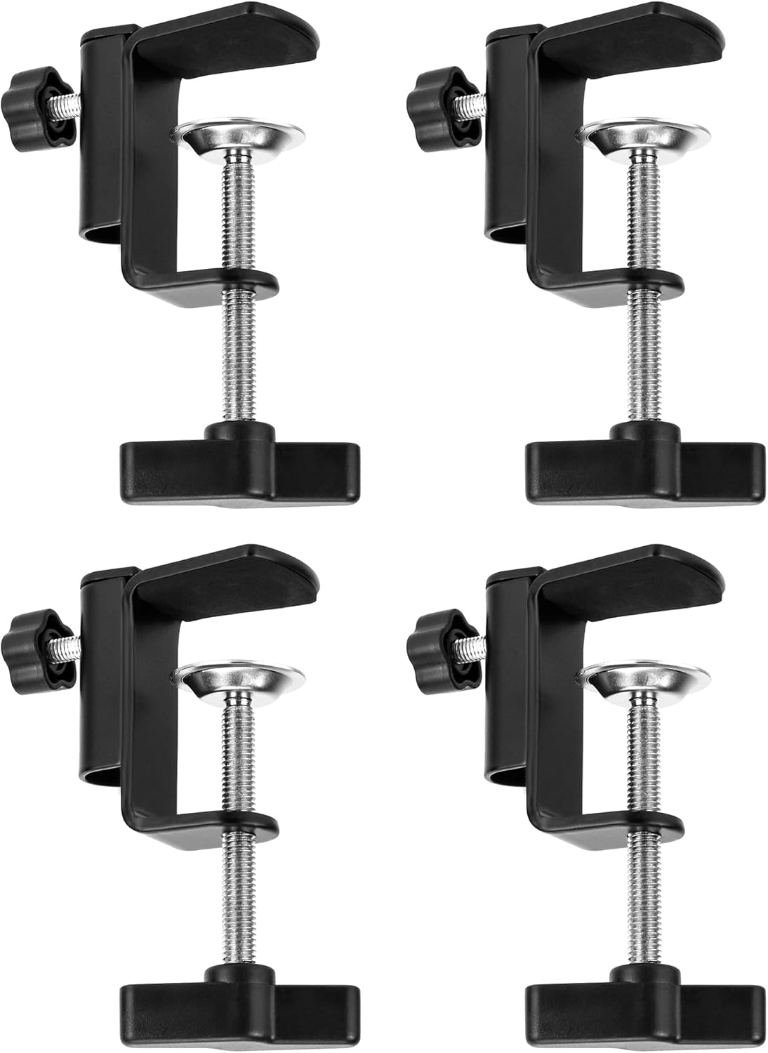 Universal Desk C-Clamp with 1/2" Thread Hole, 4 Pack Adjustable Metal Mounting Table Clamp, Desk Light Clamp V1258-DP02-B-2932