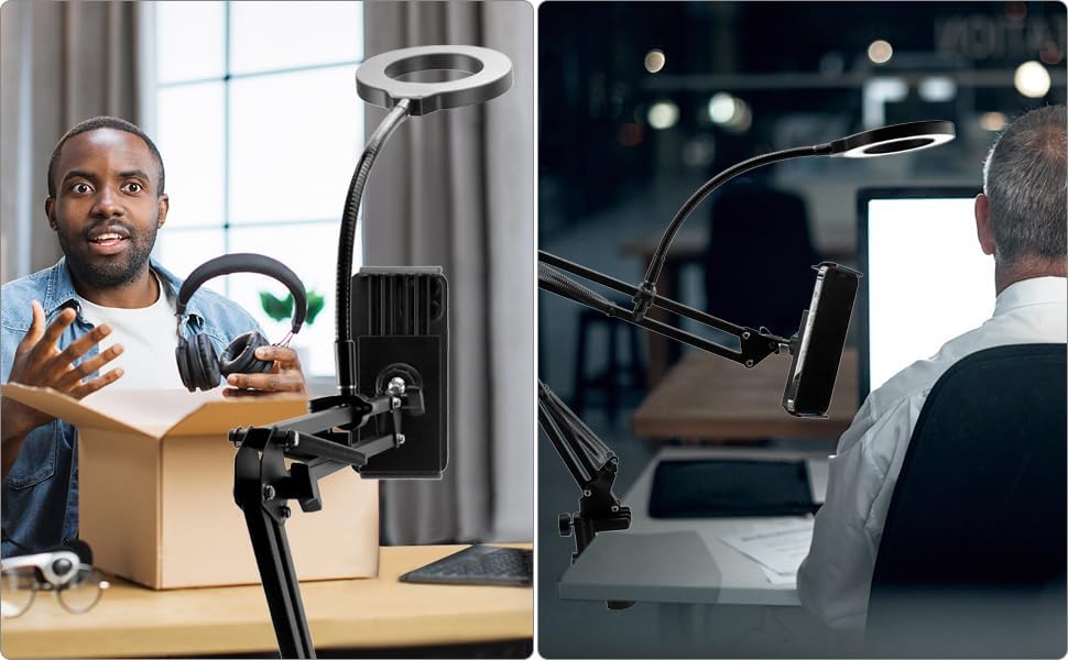 Universal Desk C-Clamp with 1/2" Thread Hole, 4 Pack Adjustable Metal Mounting Table Clamp, Desk Light Clamp V1258-DP02-B-2932