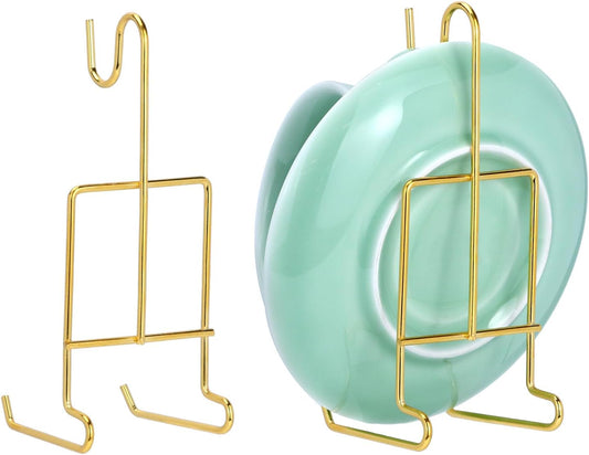 6 Pack Gold Tea Cup and Saucer Display Stand Holder Rack for China Coffee Mugs Organizer - Teacup Easel for V1258-DP02-B-2936