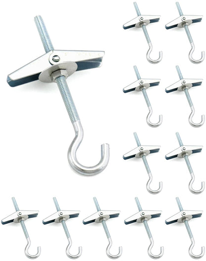 Ceiling Hooks, 12 Packs 3-9/16" Spring Toggle Wing Bolts Wall Fixing Heavy Duty Pothook for Hanging Plants, V1258-DP02-B-2939