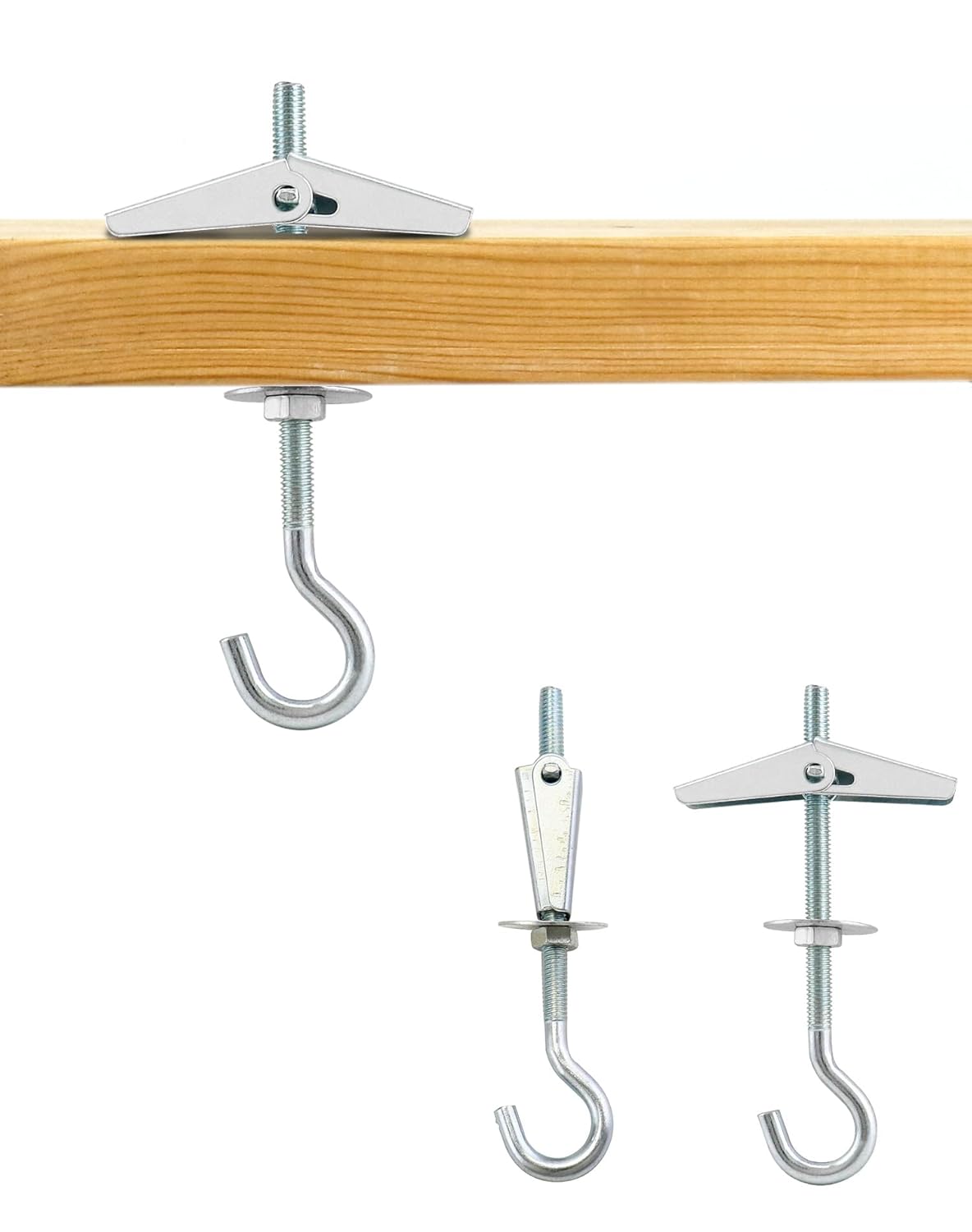 Ceiling Hooks, 12 Packs 3-9/16" Spring Toggle Wing Bolts Wall Fixing Heavy Duty Pothook for Hanging Plants, V1258-DP02-B-2939