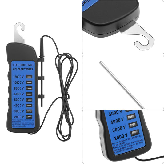 Electric Fence Voltage Tester, 12KV Fence Tester, 8 Neon Lights Testing Tool, Fault Finder for Farms V1258-DP02-B-2941