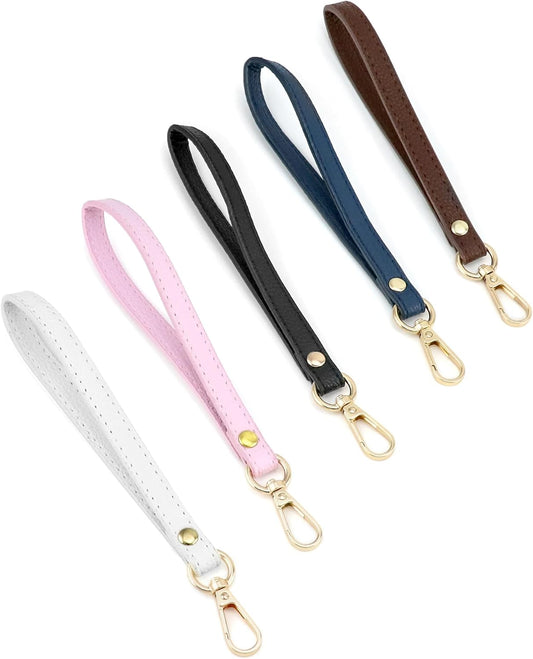 Leather Wristlet Strap, 5 Pcs 20 cm x 1.2 cm Short Purse Strap Genuine Leather Wristlet, Keychain Handle V1258-DP02-B-2943