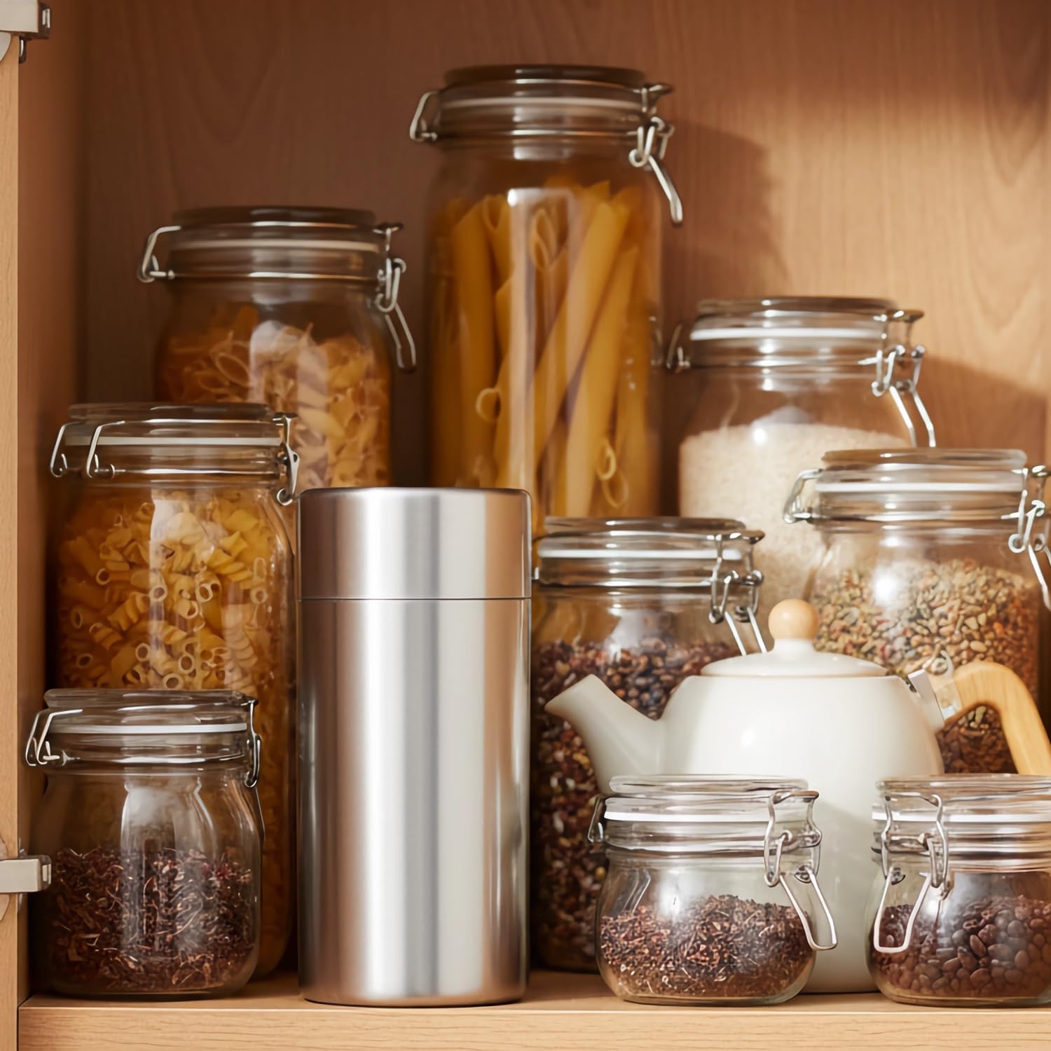 304 Stainless Steel Airtight Storage Container, Multifunctional 550ml, Ideal for Coffee, Tea, Sugar, Flour V1258-DP02-B-2947