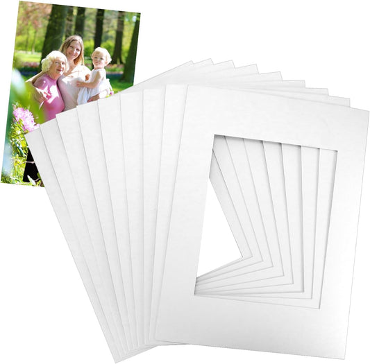 12x16 Picture Mats Cut for 8x10 Photo, 10 Pack White Double Mat Picture Matboard - Pre-Cut Mat Board Show, V1258-DP02-B-2948