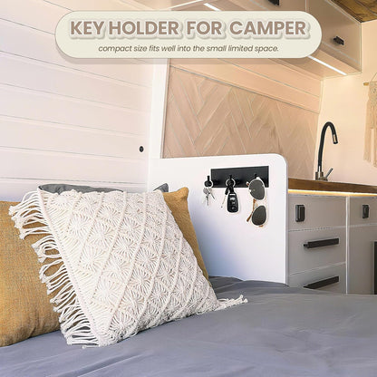 Magnetic Key Holder Wall Mount, Metal Adhesive Key Hanger with 3 Hooks, No Drilling, 2 Mount Options, Black, V1258-DP02-B-295