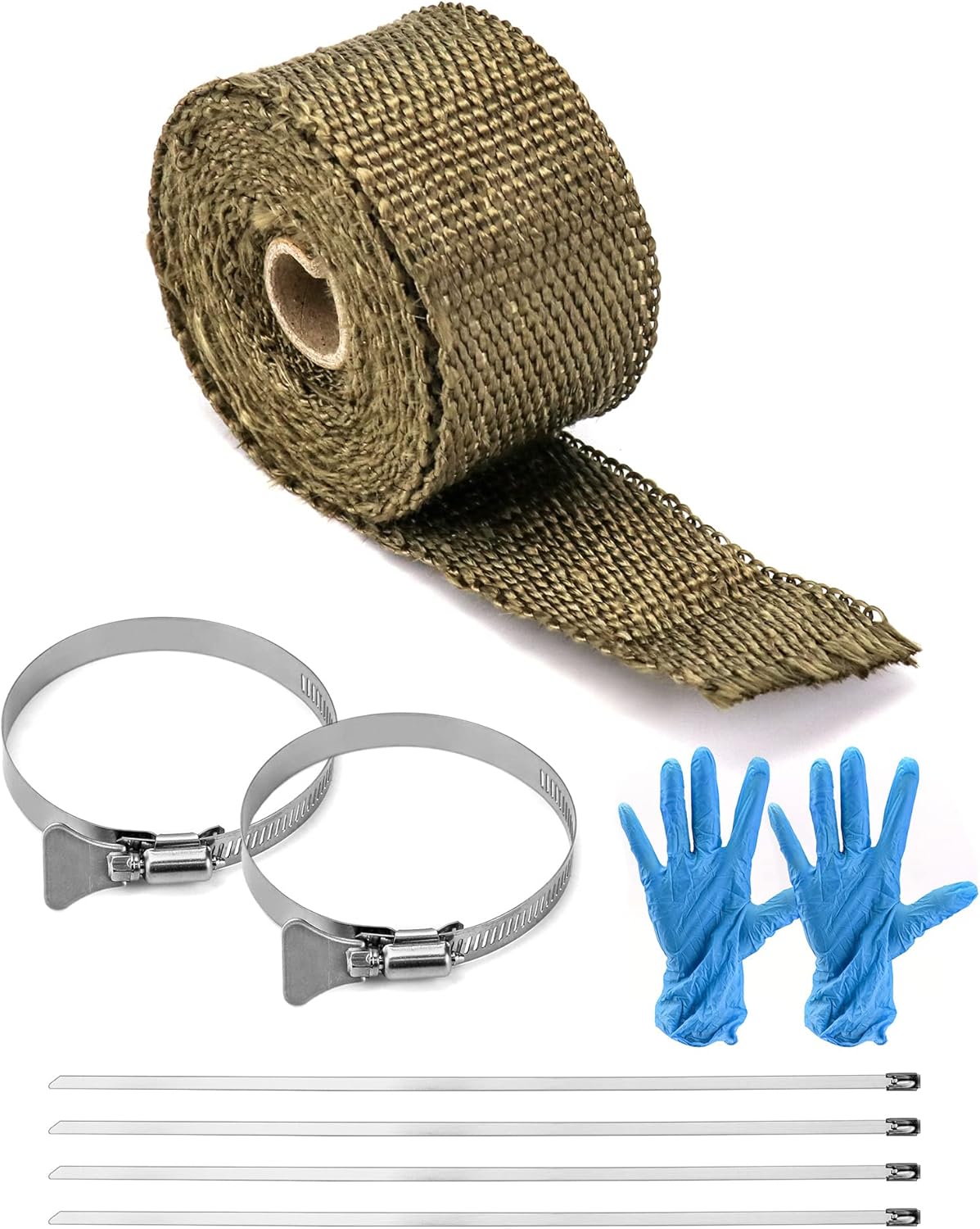 Fireproof Pipe Wrap, Pipe Insulation Webbing Anti-Scald Chimney Ribbon Furnace Flue Protector with 2 Clips V1258-DP02-B-2952