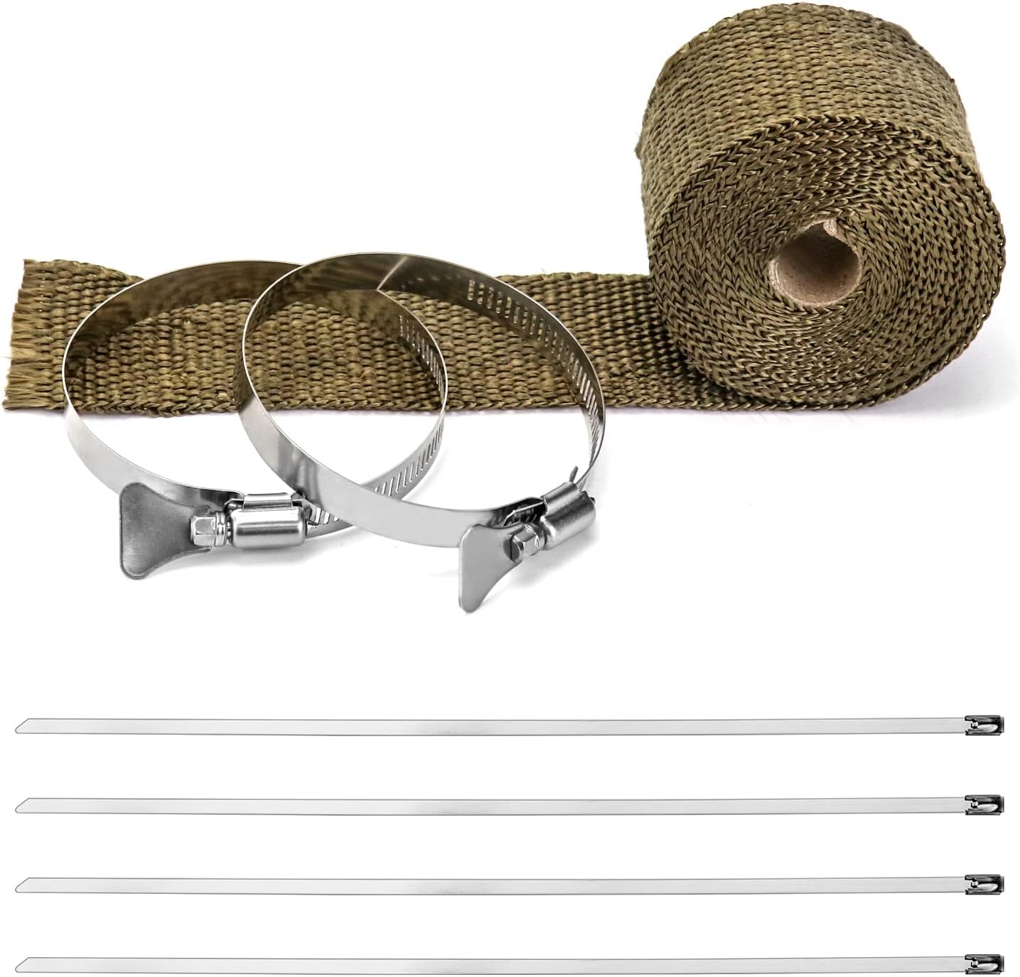 Fireproof Pipe Wrap, Pipe Insulation Webbing Anti-Scald Chimney Ribbon Furnace Flue Protector with 2 Clips V1258-DP02-B-2952