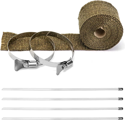 Fireproof Pipe Wrap, Pipe Insulation Webbing Anti-Scald Chimney Ribbon Furnace Flue Protector with 2 Clips V1258-DP02-B-2952