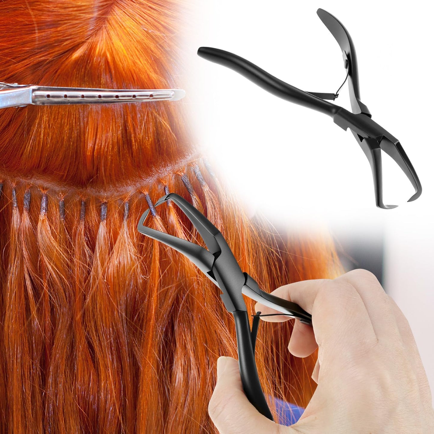 Professional Hair Extension Pliers, Stainless Steel Micro Link Bead Remover Tool for Micro Rings, Microlink & V1258-DP02-B-2954