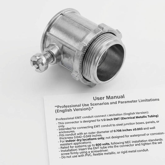 EMT Set Screw Connectors, 1/2" Zinc Die Cast, 25 Pcs Electrical Conduit Fitting, High Voltage & Easy V1258-DP02-B-2955