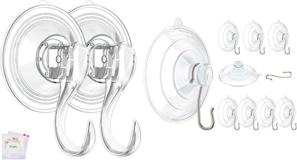 2 Pcs Large Suction Cup Hooks and 10 Pcs Large Suction Cup with Metal Hooks V1258-DP02-B-296