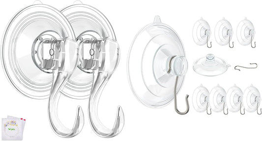 2 Pcs Large Suction Cup Hooks and 10 Pcs Large Suction Cup with Metal Hooks V1258-DP02-B-296