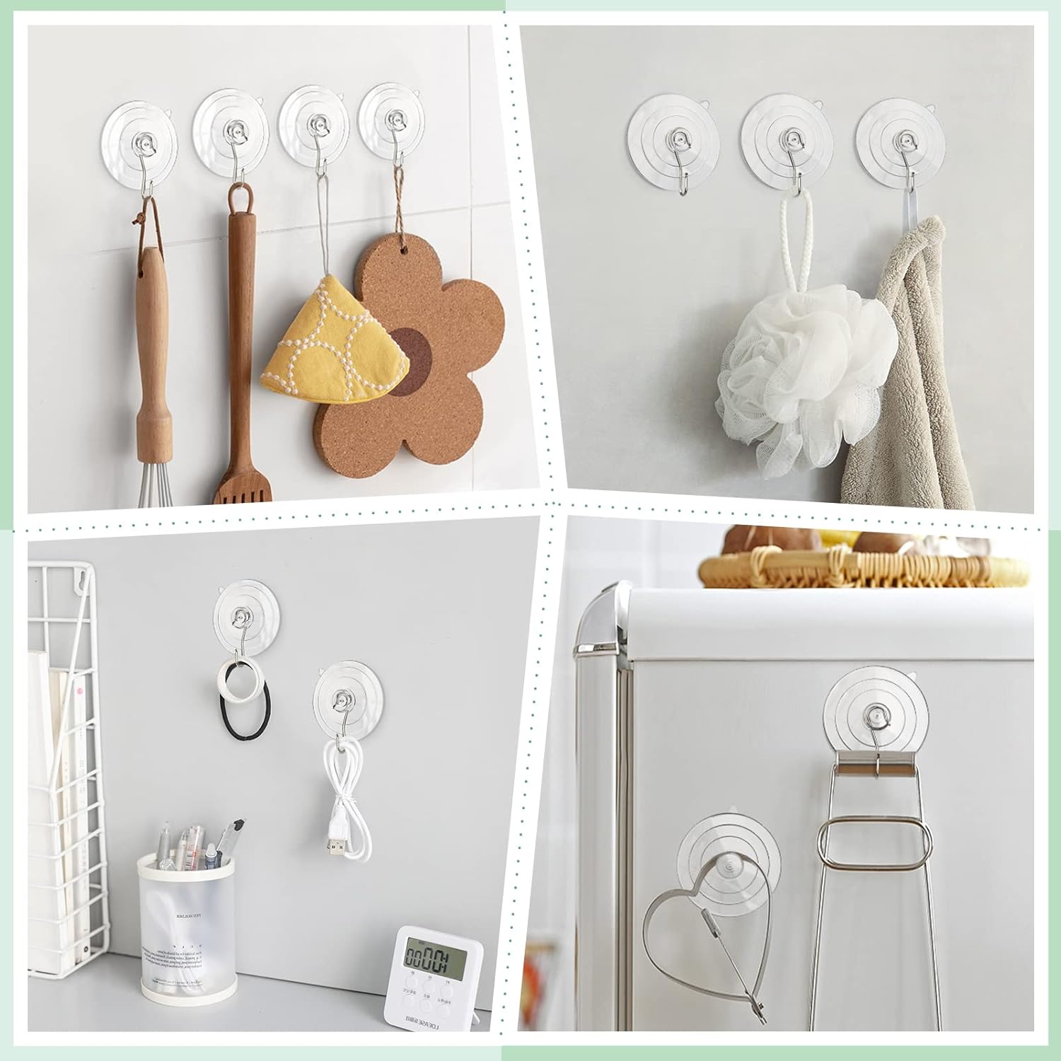 2 Pcs Large Suction Cup Hooks and 10 Pcs Large Suction Cup with Metal Hooks V1258-DP02-B-296