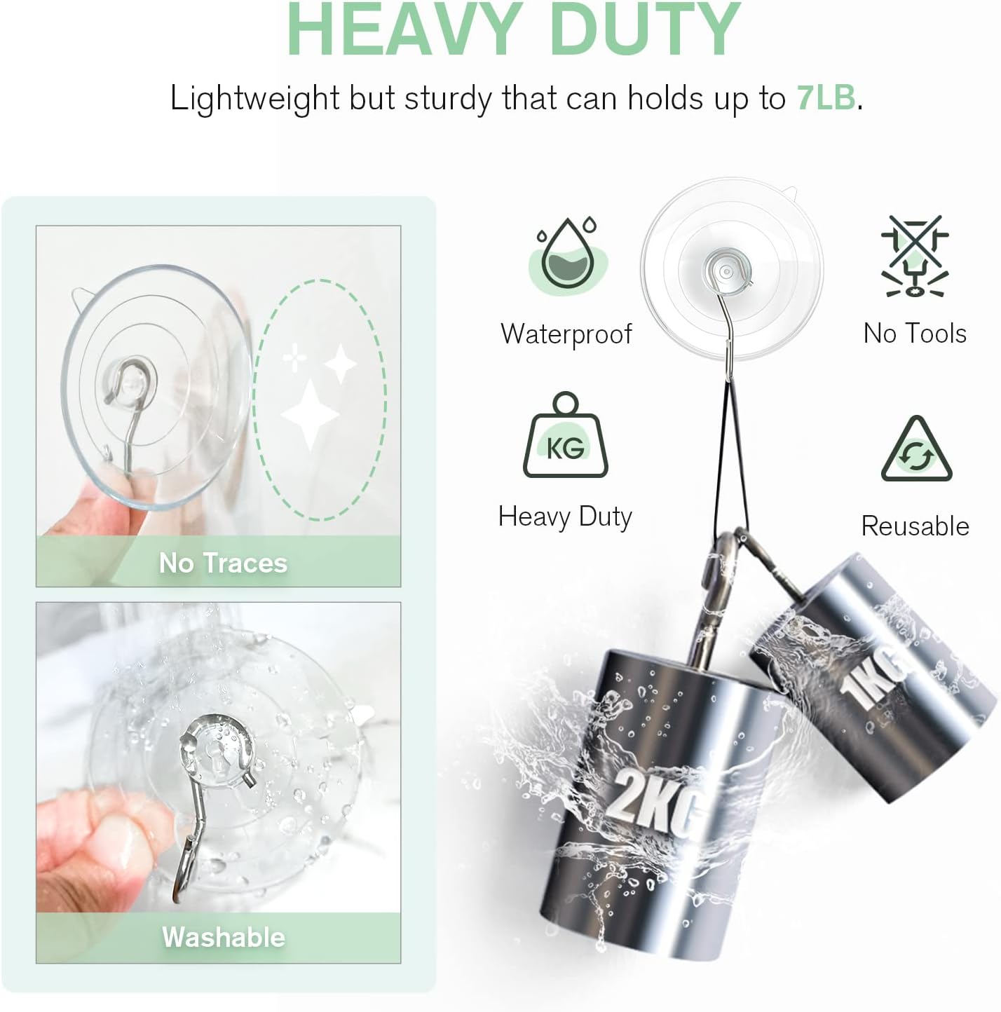 2 Pcs Large Suction Cup Hooks and 10 Pcs Large Suction Cup with Metal Hooks V1258-DP02-B-296