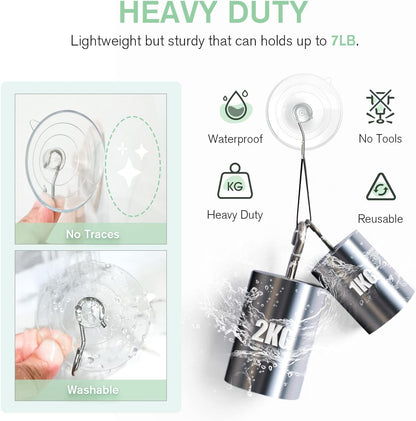 2 Pcs Large Suction Cup Hooks and 10 Pcs Large Suction Cup with Metal Hooks V1258-DP02-B-296