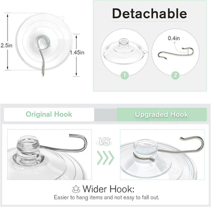 2 Pcs Large Suction Cup Hooks and 10 Pcs Large Suction Cup with Metal Hooks V1258-DP02-B-296