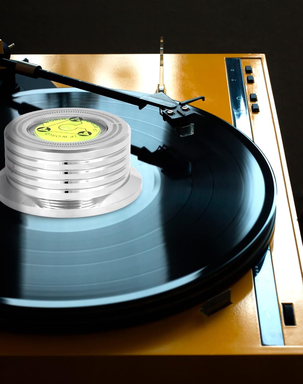 Record Weight Phono Disc Stabilizer, 60HZ Record Weight Stabilizer, with Bubble Leveling (60Hz, Silver) V1258-DP02-B-2963