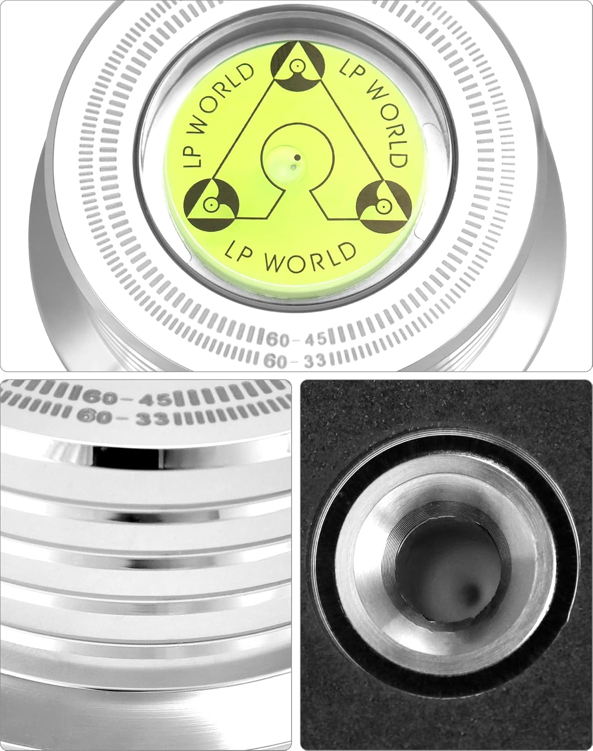 Record Weight Phono Disc Stabilizer, 60HZ Record Weight Stabilizer, with Bubble Leveling (60Hz, Silver) V1258-DP02-B-2963