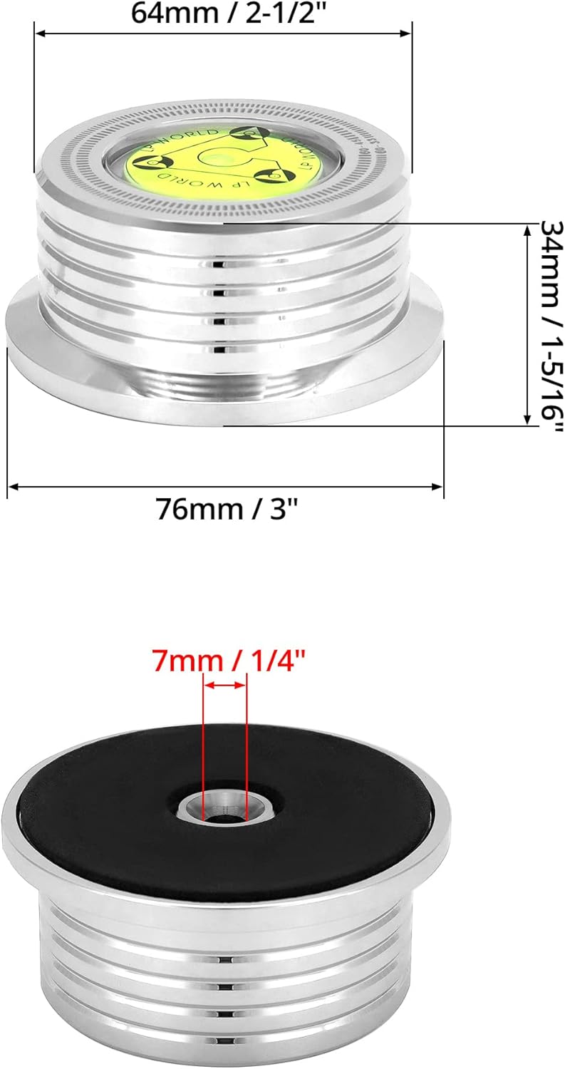 Record Weight Phono Disc Stabilizer, 60HZ Record Weight Stabilizer, with Bubble Leveling (60Hz, Silver) V1258-DP02-B-2963