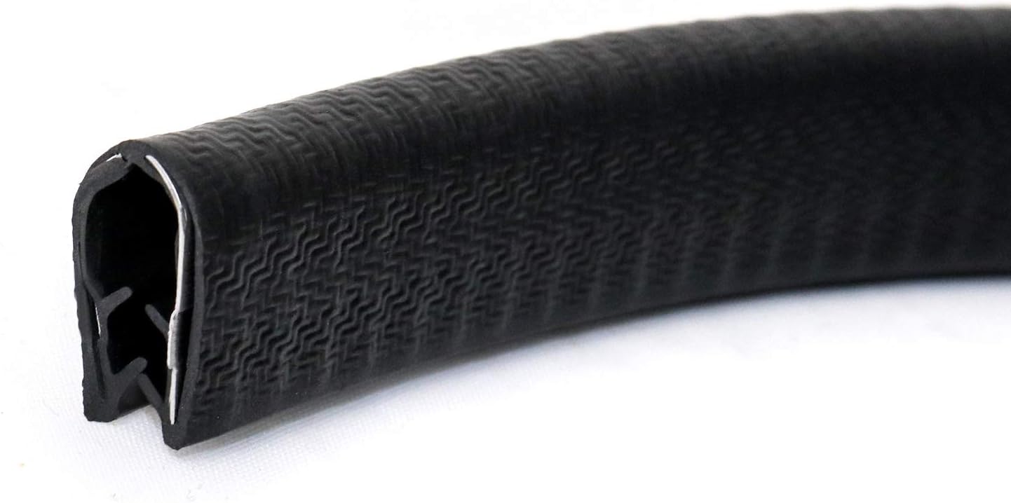 U-Shape Edge Trim, 10 Feet Weather Stripping Car Door Edge Protector, Flexible Push-On Rubber Guard for 1/4" V1258-DP02-B-2964
