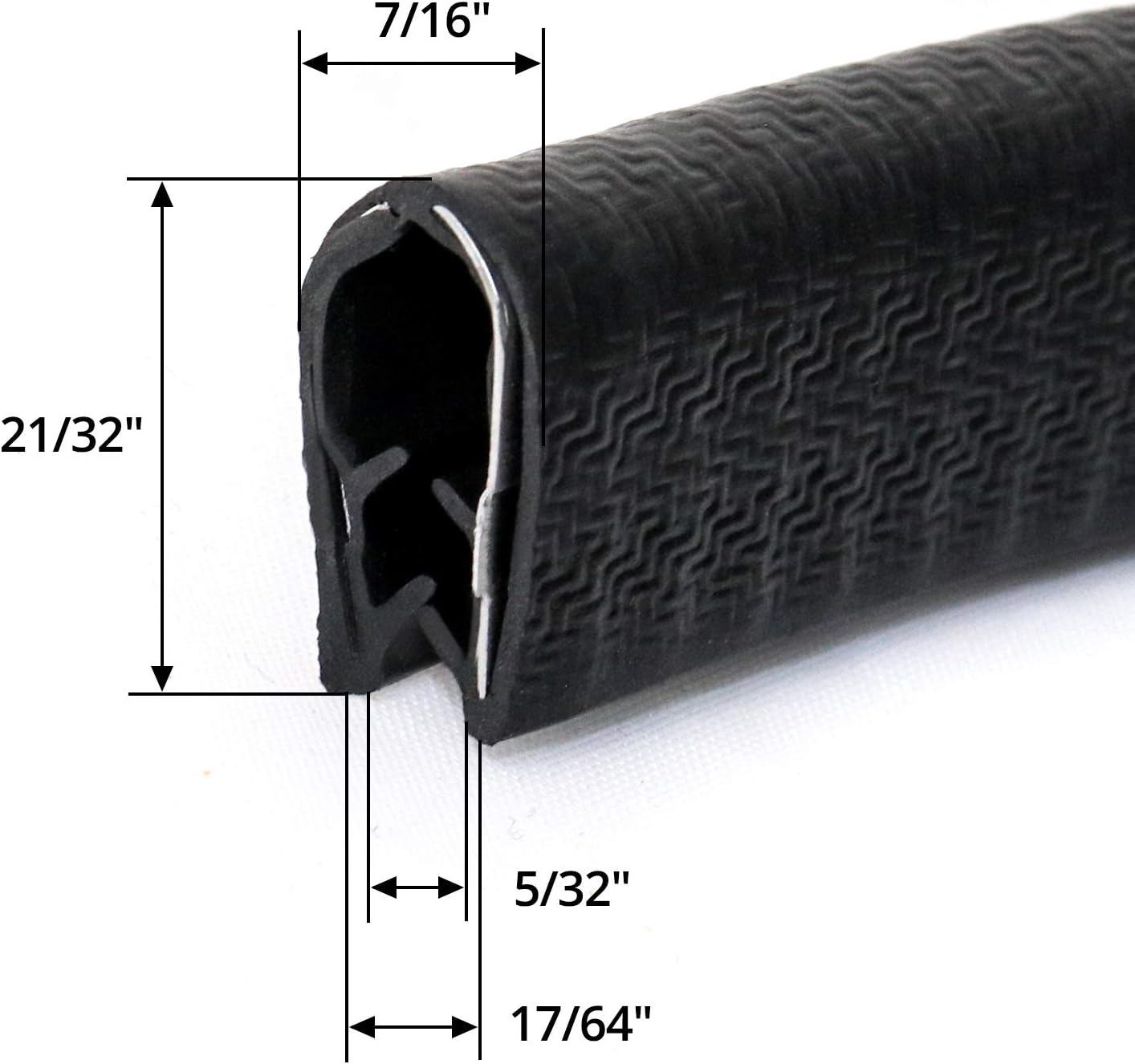 U-Shape Edge Trim, 10 Feet Weather Stripping Car Door Edge Protector, Flexible Push-On Rubber Guard for 1/4" V1258-DP02-B-2964